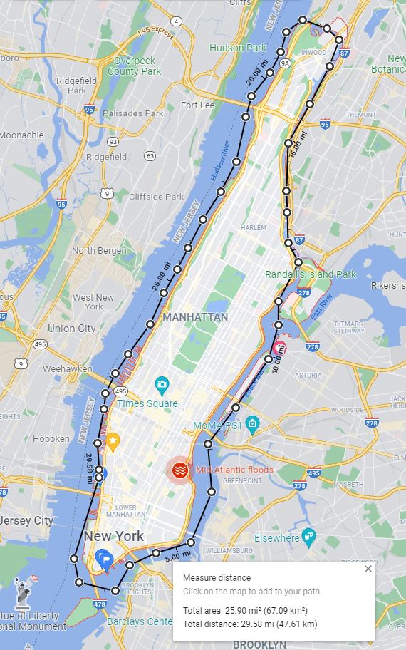 Google map of distance