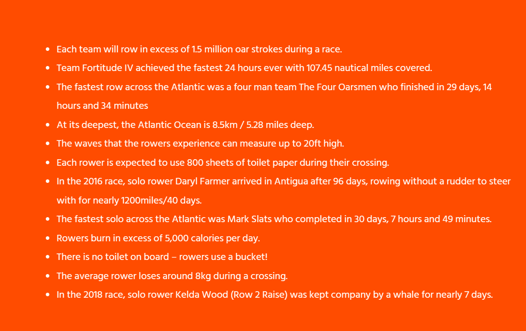 Race Facts of Atlantic Ocean rowers